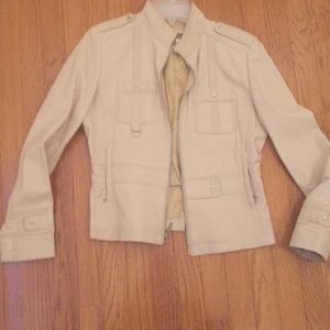 Medium cream colored Kenneth Cole leather jacket.